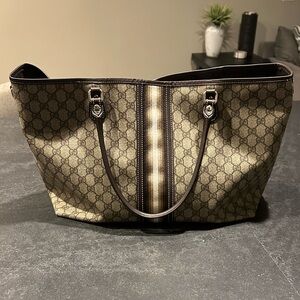 Gucci Beige and Brown Patterned Tote